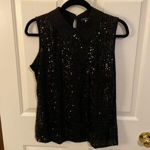 Tommy Hilfiger NWT Mesium suit separate, black sequin sleeveless blouse